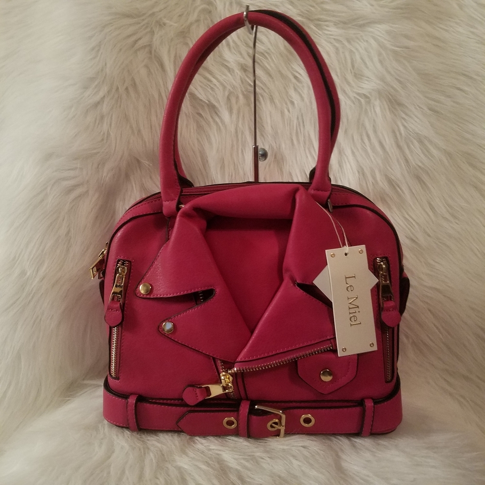 FUCHSIA MOTOR CYCLE JACKET TOTE BAG